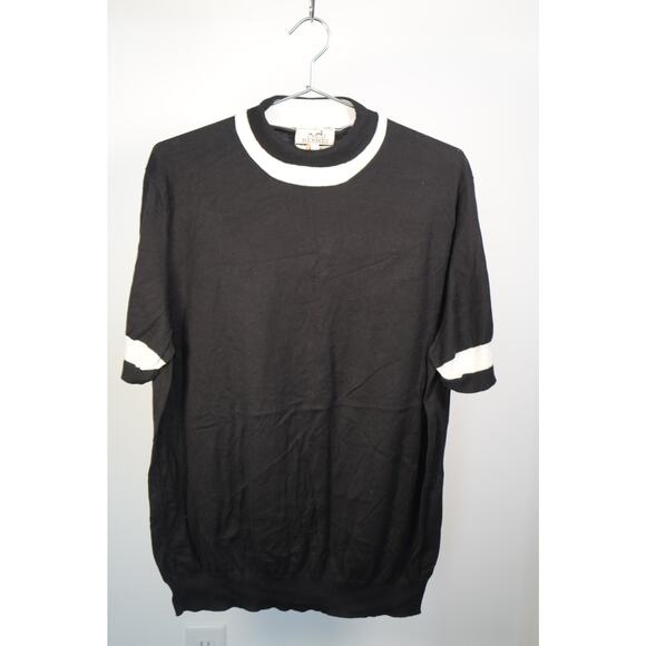 Hermès Short Sleeve Knitted Pullover Sweater Black/White Size XXL